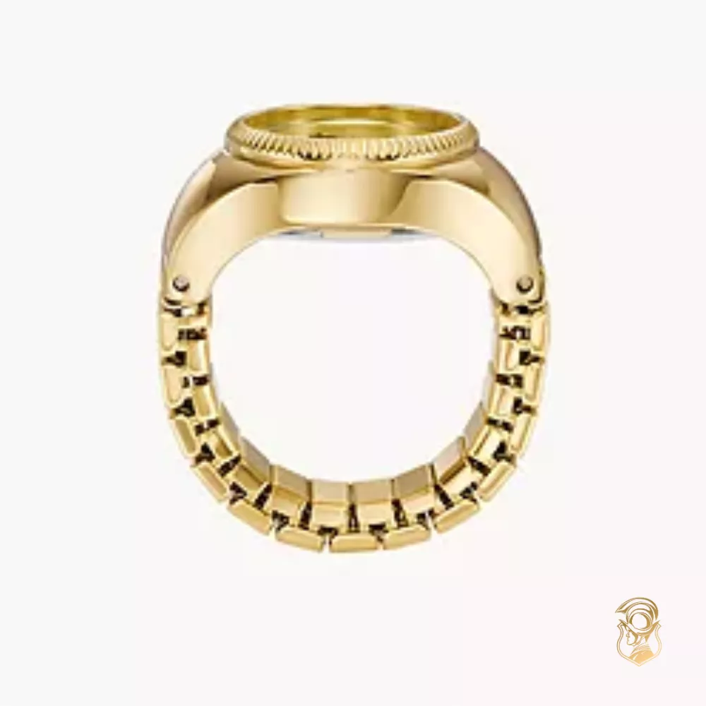 Fossil Watch Ring Two-Hand Gold-Tone 15mm