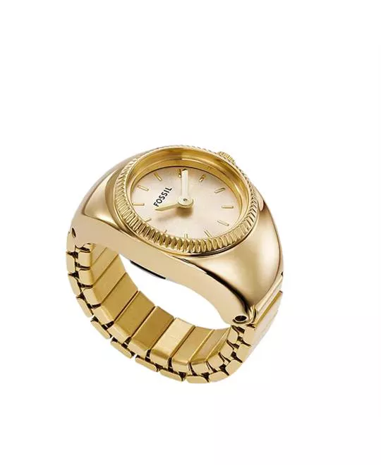 Fossil Watch Ring Two-Hand Gold-Tone 15mm