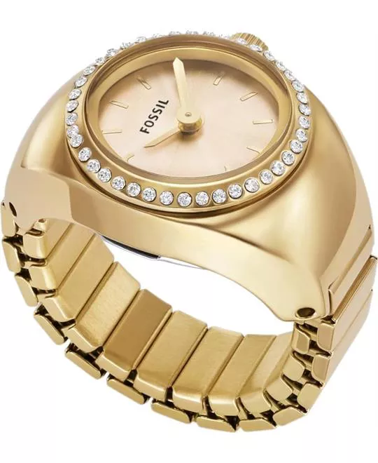 Fossil Watch Ring Two-Hand Gold-Tone Stainless Steel 15mm