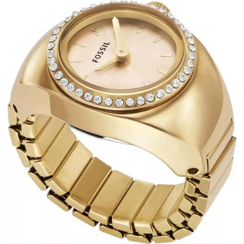 Fossil Watch Ring Two-Hand Gold-Tone Stainless Steel 15mm