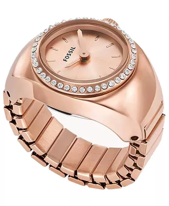 Fossil Watch Ring Two-Hand Rose Gold-Tone Stainless Steel 15mm