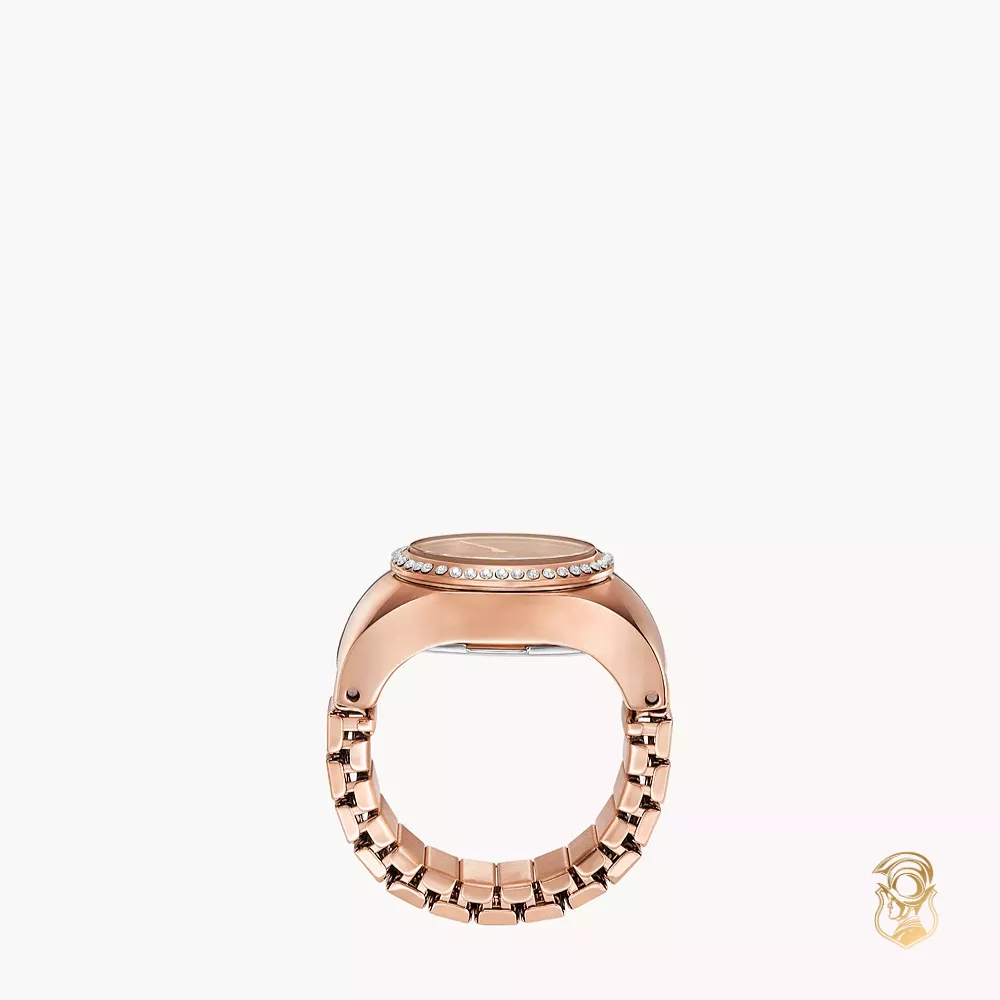 Fossil Watch Ring Two-Hand Rose Gold-Tone Stainless Steel 15mm