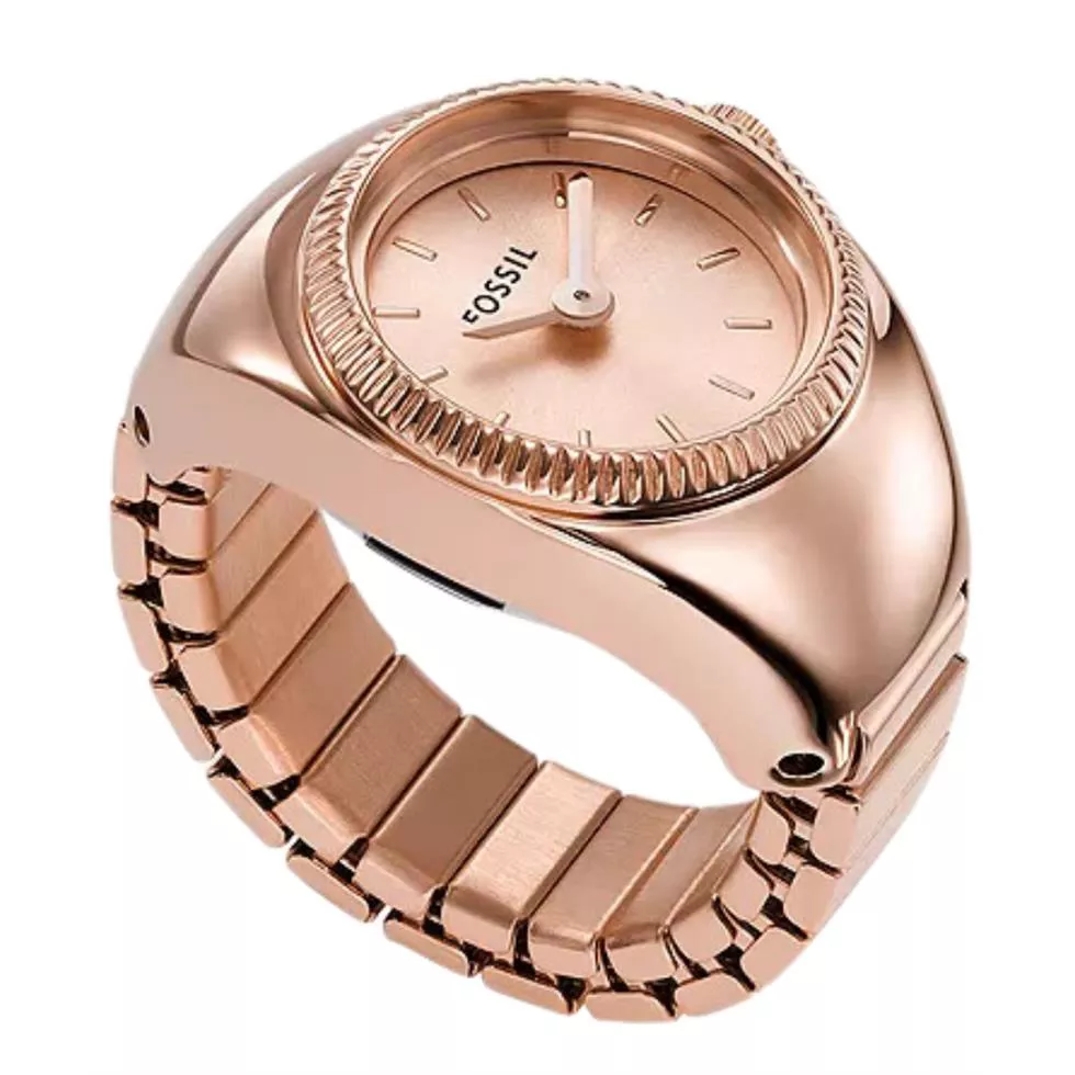 Fossil Watch Ring Two-Hand Rose Gold-Tone Stainless Steel 15mm