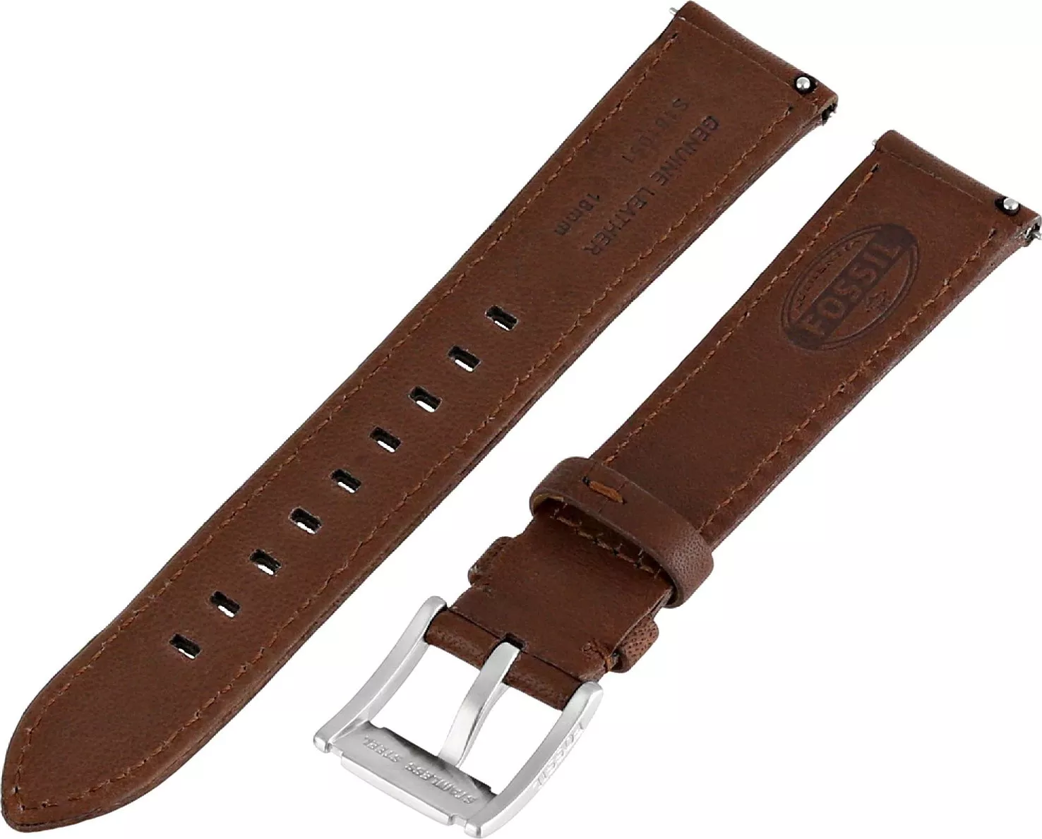 Fossil Women's Leather Watch Strap - Dark Brown 18mm 
