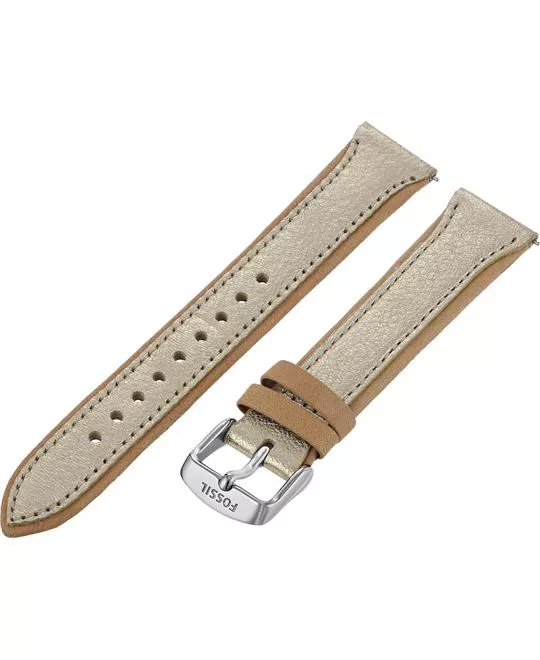 Fossil Women's Leather Watch Strap - Gold Metallic 18mm 