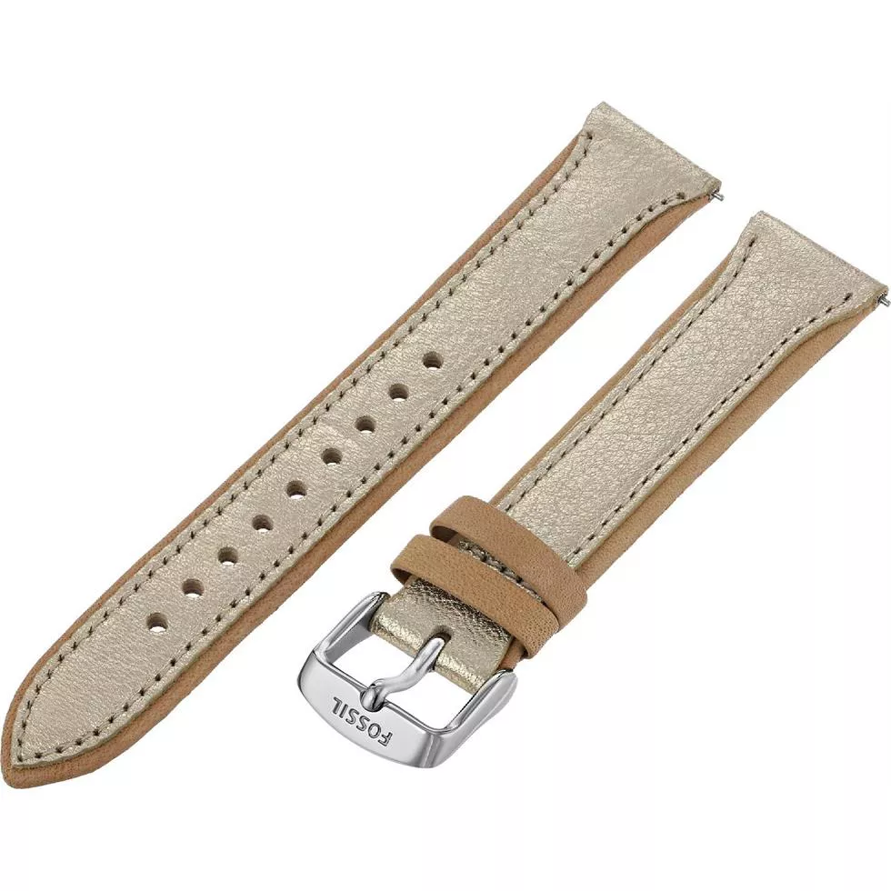 Fossil Women's Leather Watch Strap - Gold Metallic 18mm 