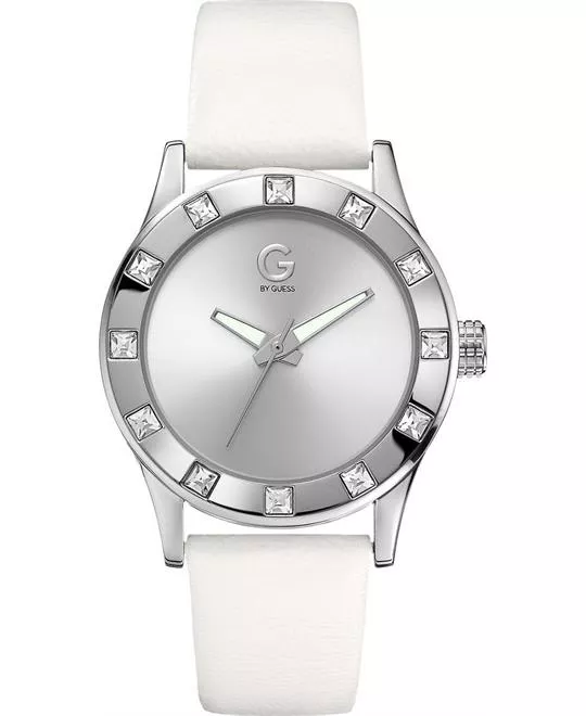 G by GUESS Women's White Silver-Tone Watch 40mm