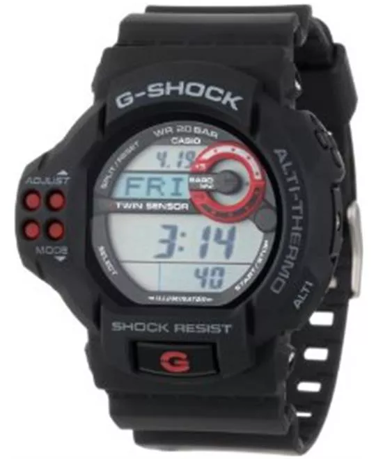 Men's -Shock Twin Sensor Multi-Functional Black Resin Digital Sport Watch