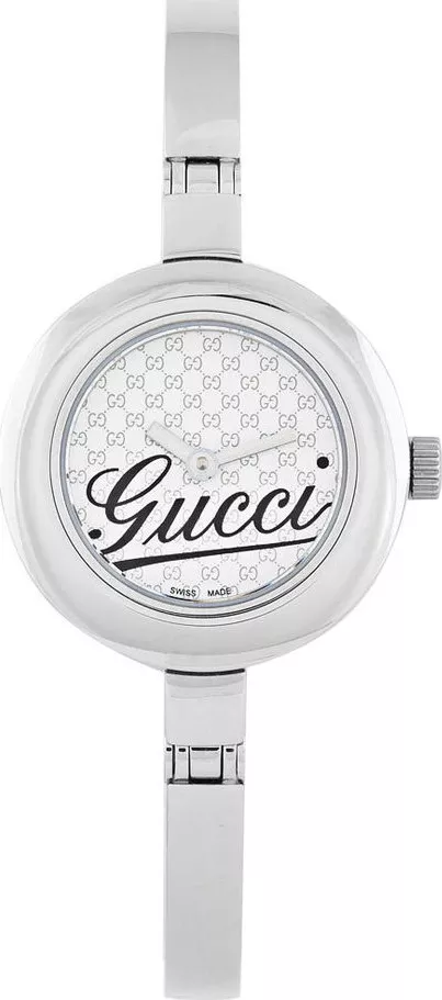 Gucci+105+Swiss+Watch+Stainless+Steel+Circle+Case+Bangle+Bracelet+YA105544  for sale online