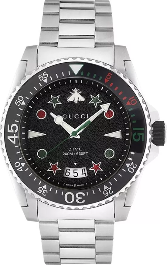 MSP: 97559 Gucci Dive Quartz Black Watch 45mm 38,680,000
