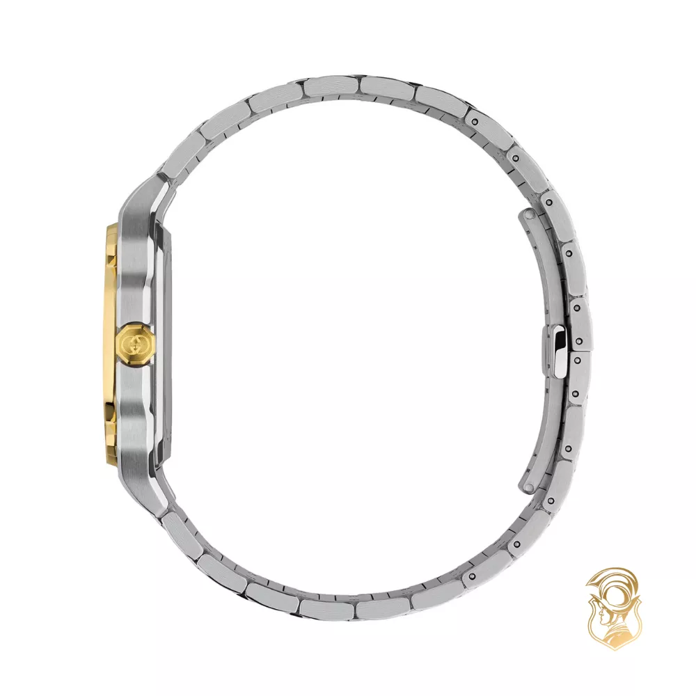 Gucci G-Flat Automatic 18K Gold Plated Bezel Watch 36mm