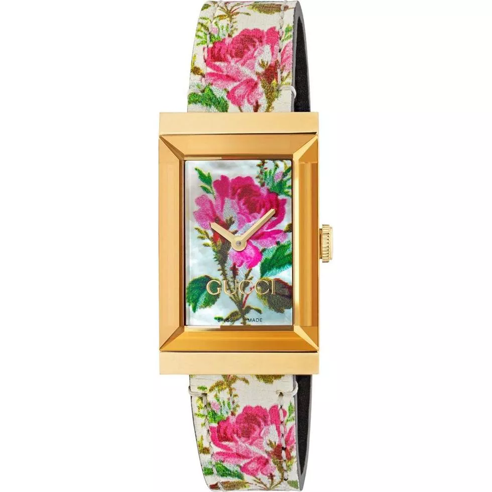 Gucci G-Frame Ivory Floral Motif Watch 21*31mm