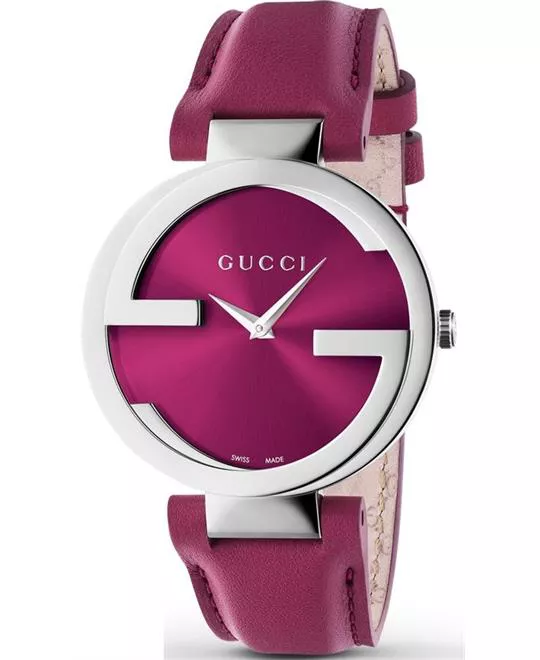 Gucci Interlocking G Pink Leather Ladies Watch 37mm