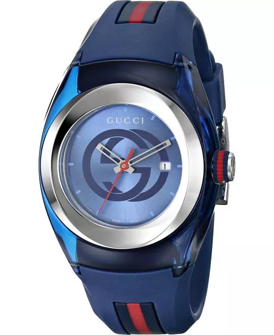 Gucci Sync Blue and Red Rubber Strap Watch 36mm 