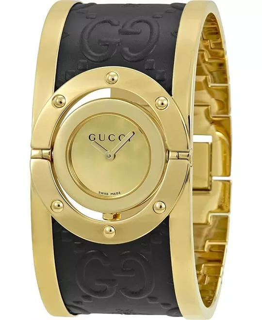 Gucci Twirl Gold Dial Ladies Bangle Watch 23.5mm