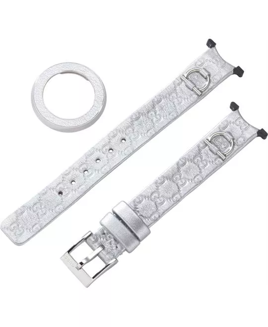 GUCCI U-Play Small Silver Leather Strap and Bezel Kit 12mm