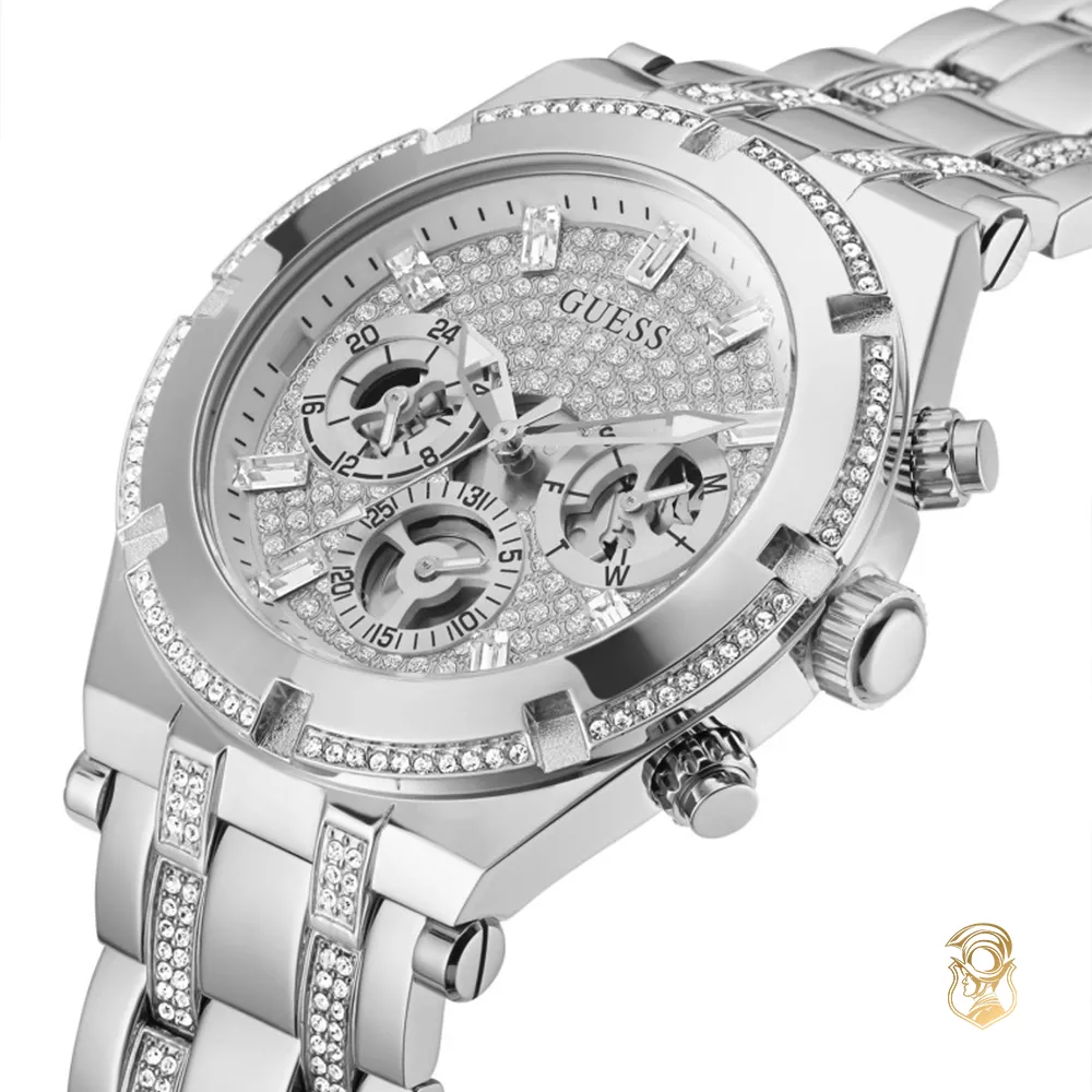 Guess Allara Silver Tone Watch 44mm