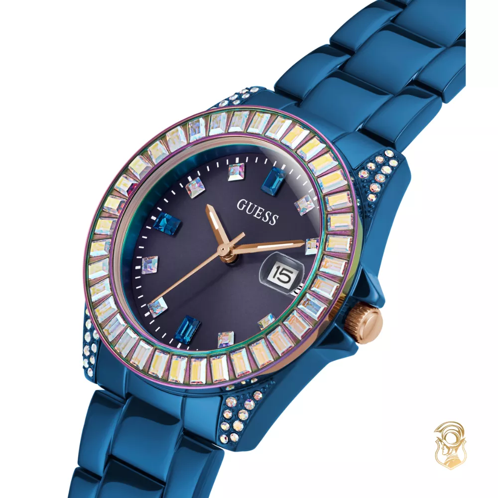 Guess Baguette Navy Tone Watch 34mm