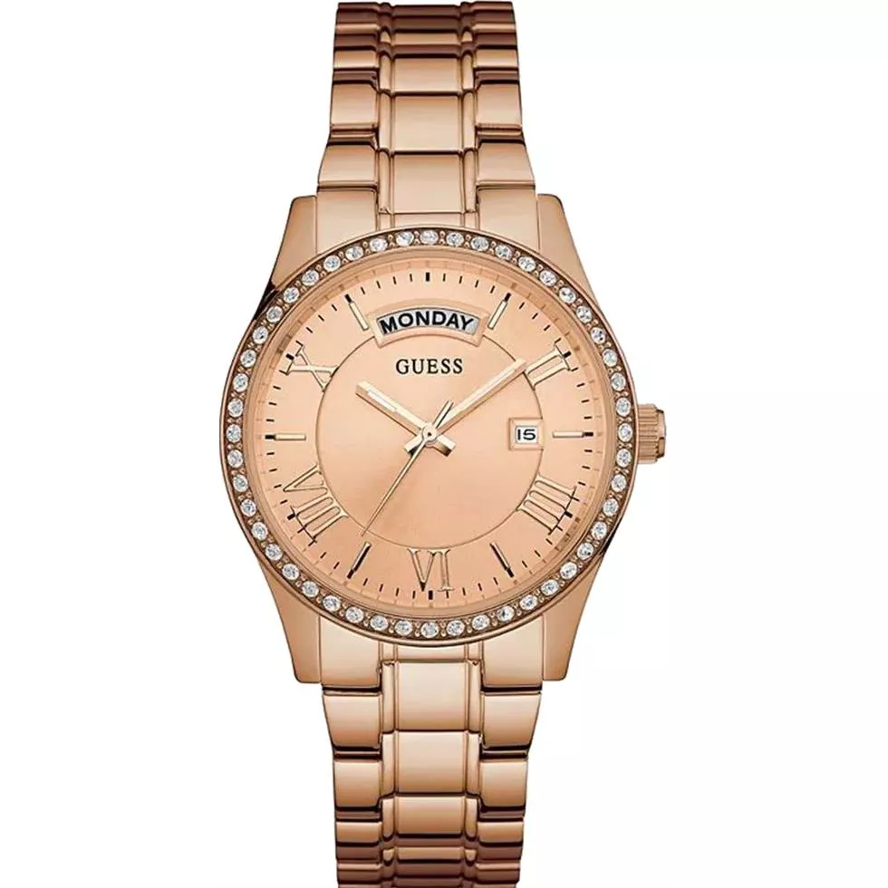 Guess Baguette Rose Gold Tone Watch 37mm