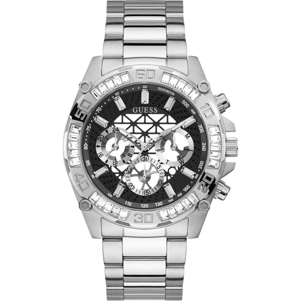 Guess Black and Silver-Tone Watch 46MM