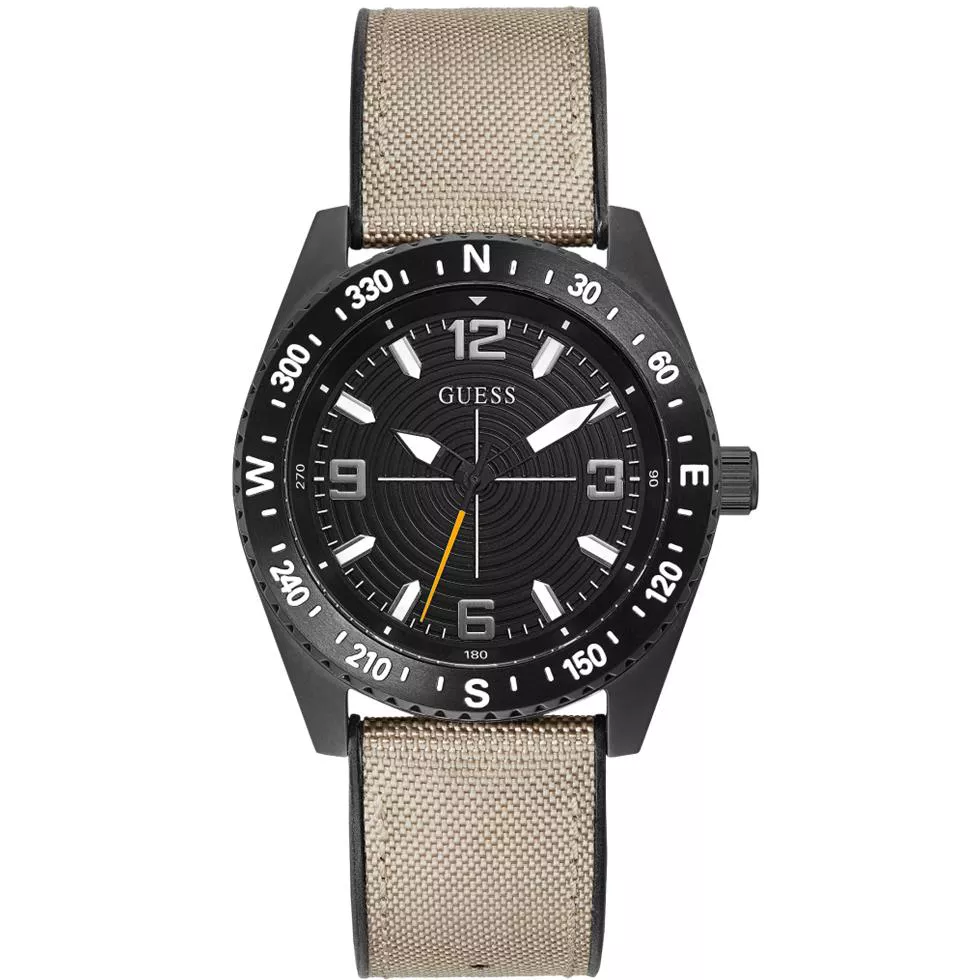 Guess Black Case Beige Nylon/Silicone Watch 42mm