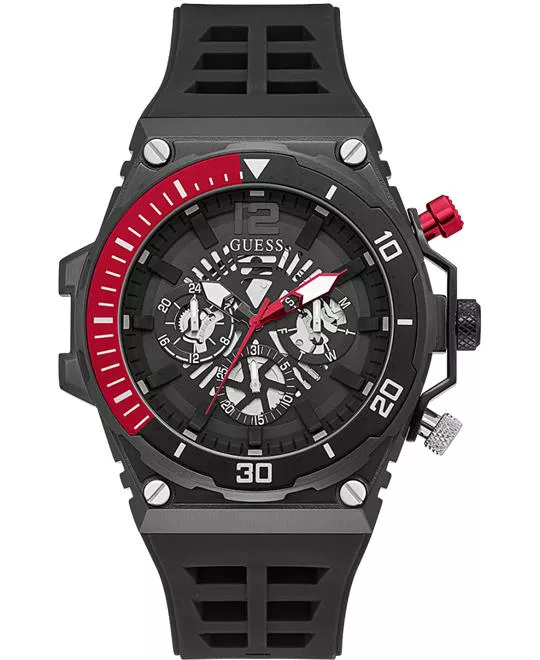 Guess Fusion Black Silicone Watch 48mm   
