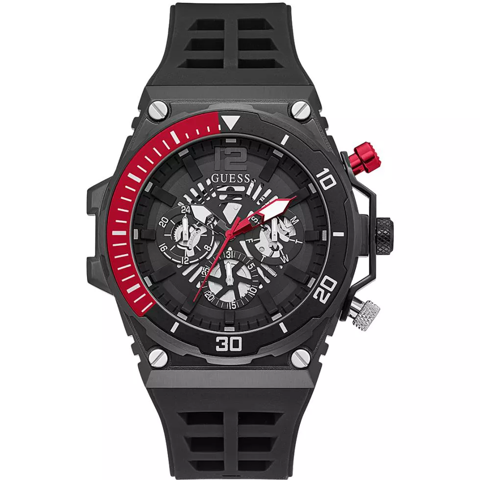 Guess Fusion Black Silicone Watch 48mm   