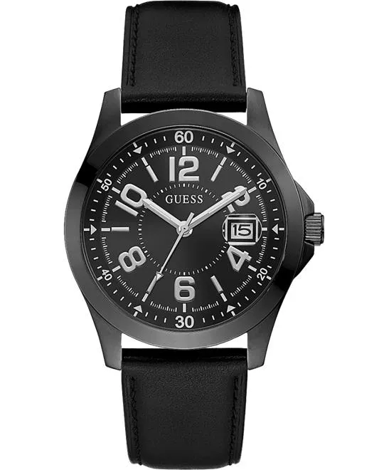 Guess Black Case Leather Watch 42mm