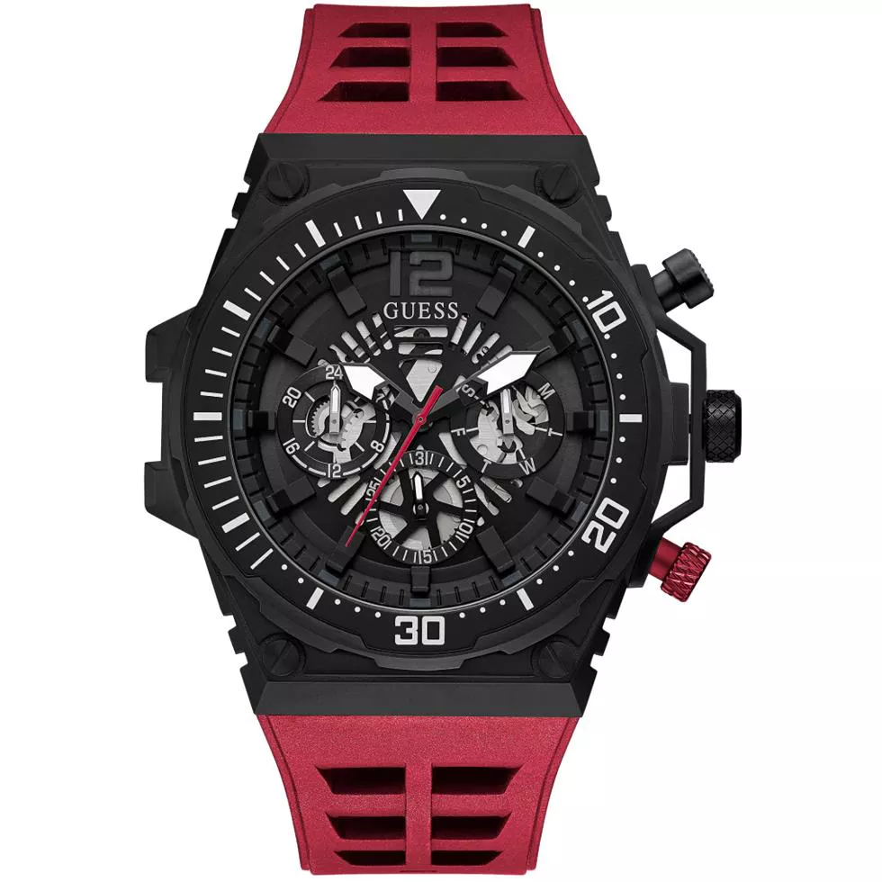 Guess Black Case Red Watch 48mm