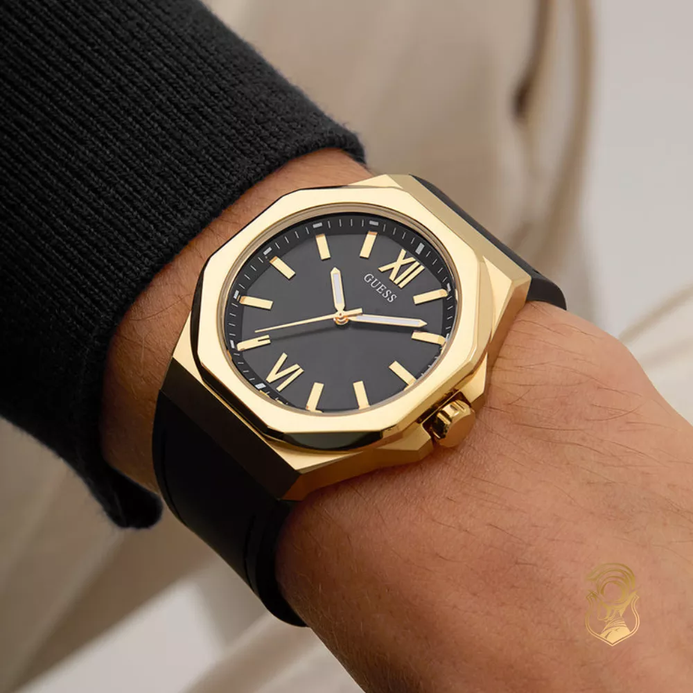 Guess Black Gold Tone Analog Watch 42mm