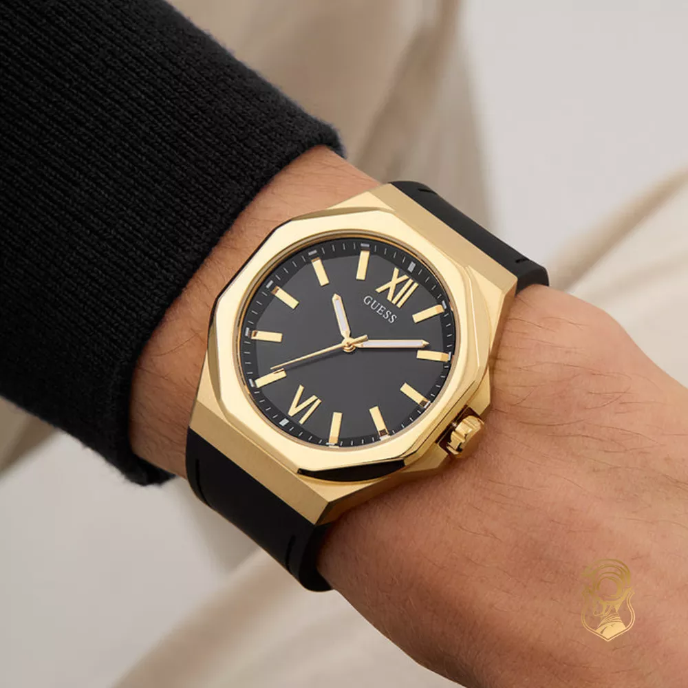 Guess Black Gold Tone Analog Watch 42mm