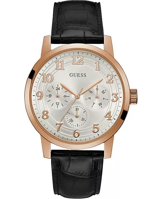 GUESS Black Leather Men's Watch 44mm