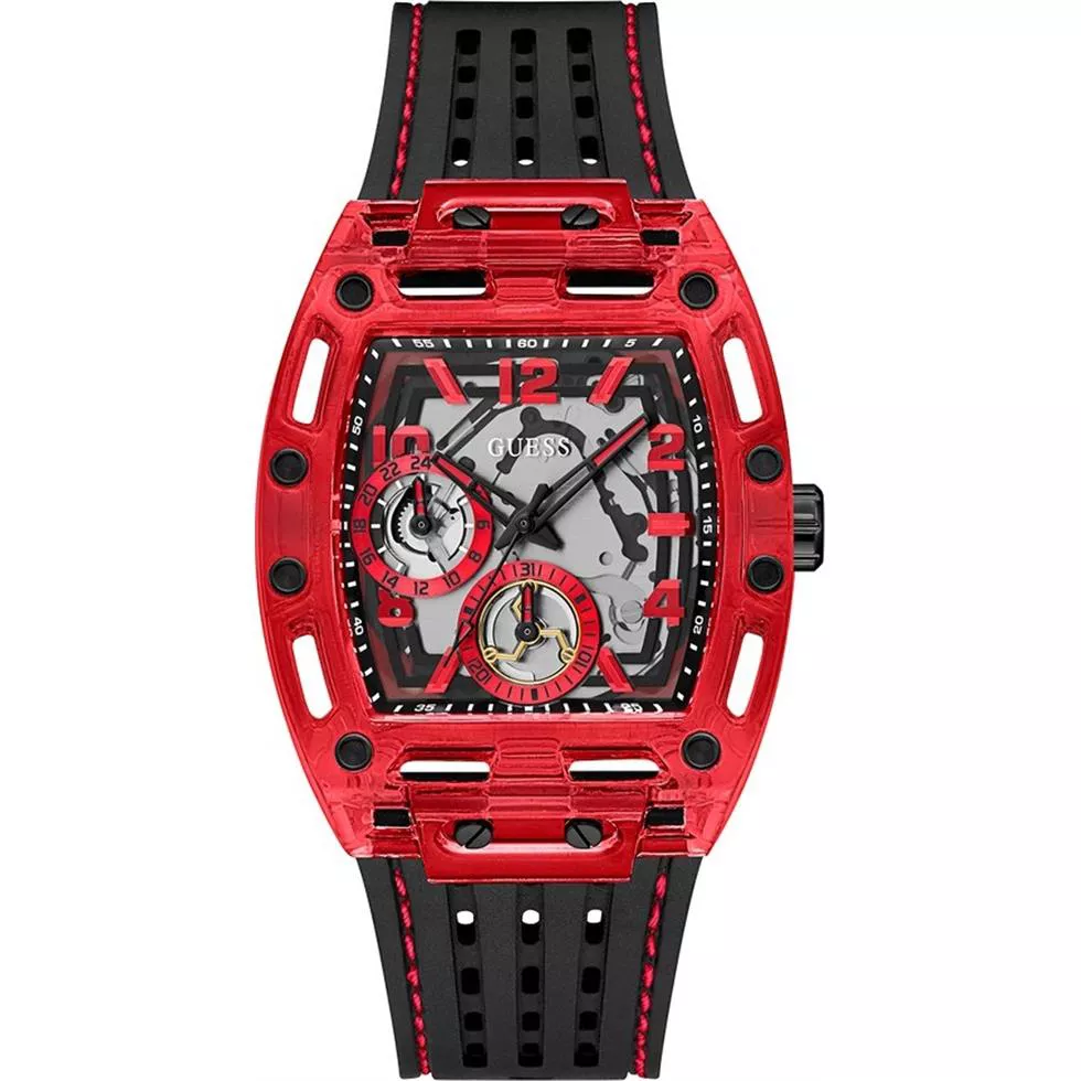 Guess Black Red Multi-function Watch 42mm