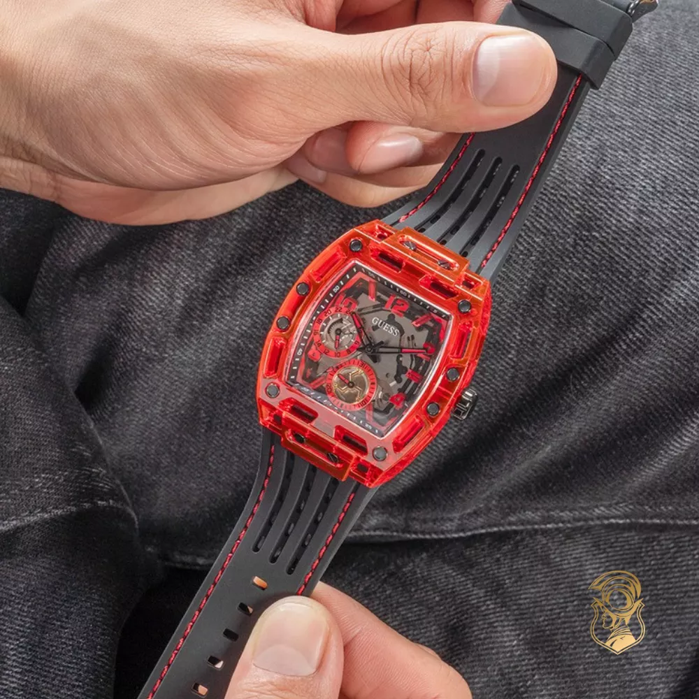 Guess Black Red Multi-function Watch 42mm