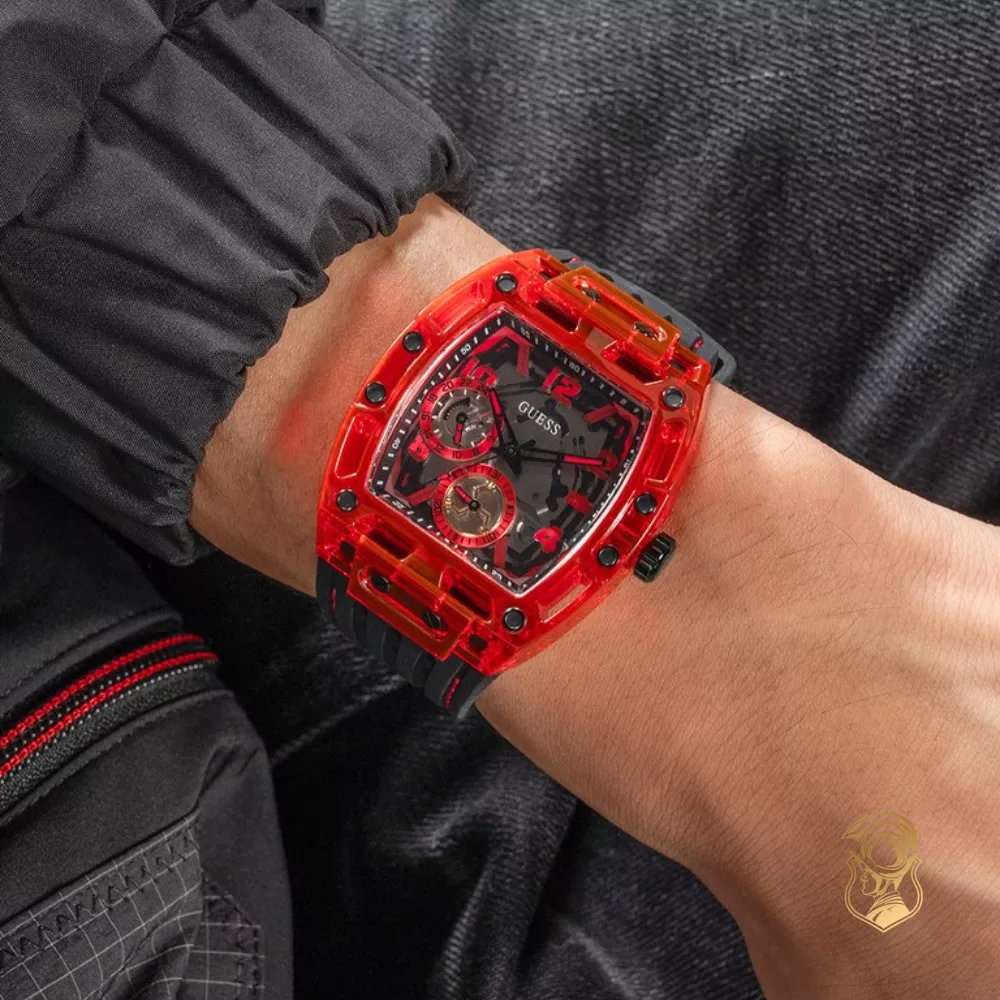 Guess Black Red Multi-function Watch 42mm