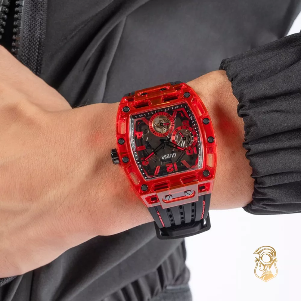 Guess Black Red Multi-function Watch 42mm