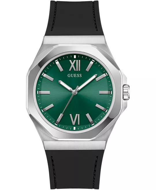 Guess Black Silver Tone Analog Watch 42mm