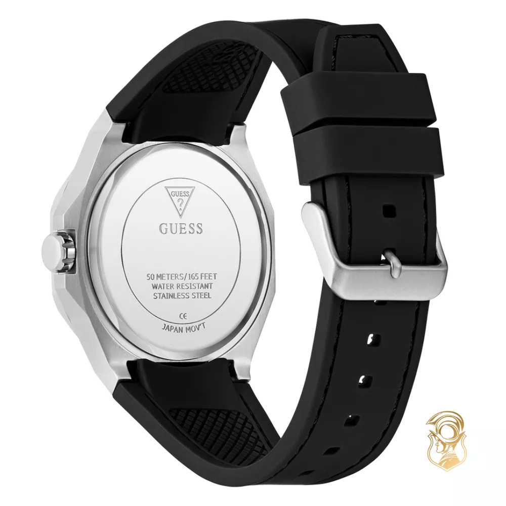 Guess Black Silver Tone Analog Watch 42mm