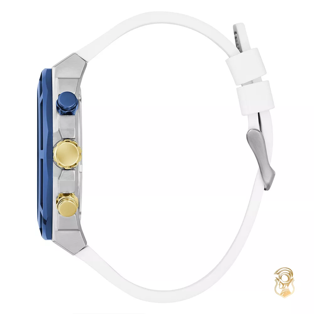 Guess Blue and Silver-Tone Chronograph Watch 47mm