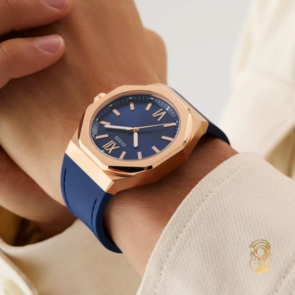 Guess Blue Rose Gold Tone Analog Watch 42mm