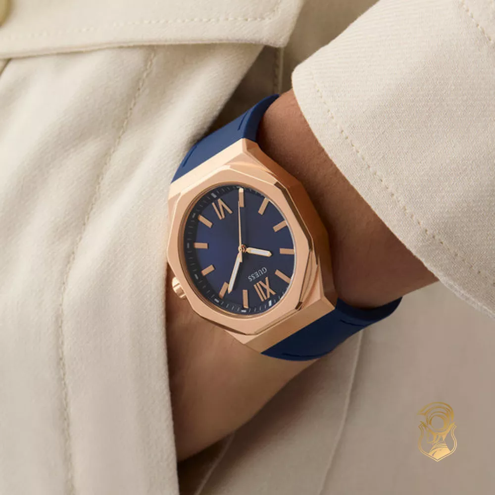 Guess Blue Rose Gold Tone Analog Watch 42mm