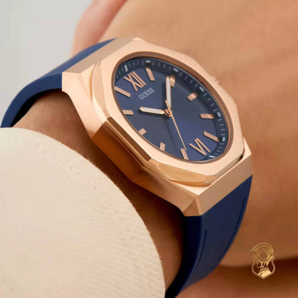 Guess Blue Rose Gold Tone Analog Watch 42mm