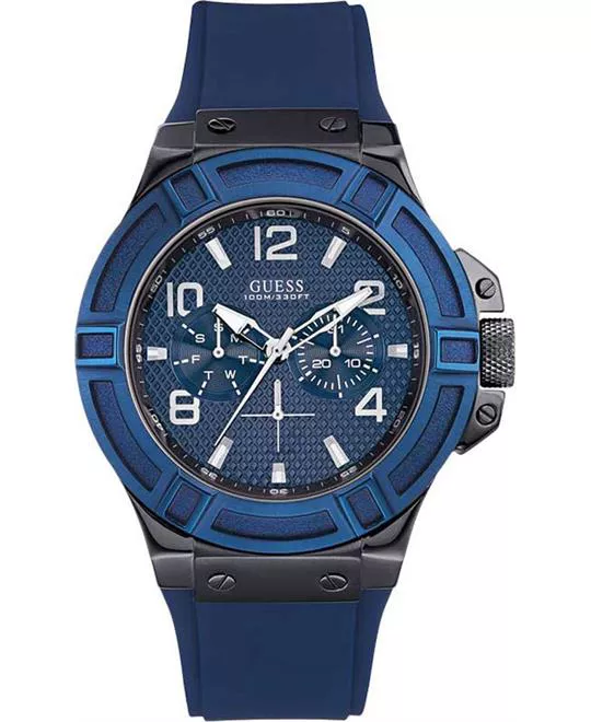 Guess Blue Silicone Strap Men's Watch 45mm