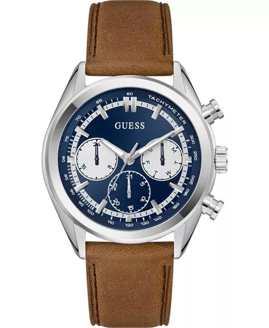 Guess Brown Silver Tone Multi-function Watch 44mm