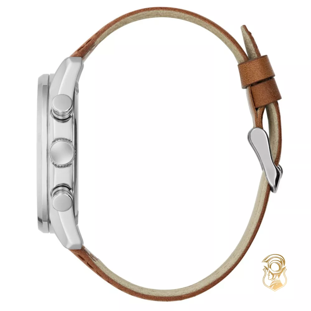 Guess Brown Silver Tone Multi-function Watch 44mm