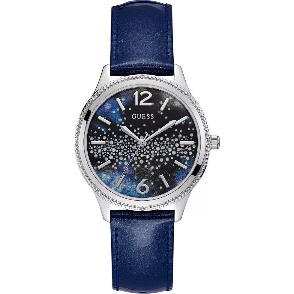 Guess Celeste Blue Leather Strap Ladies Watch 39mm