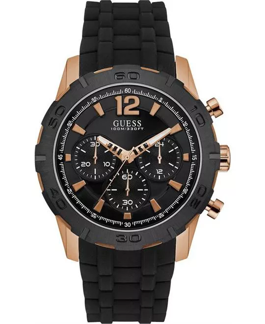 GUESS Chronograph Black Silicone Strap Watch 46mm 