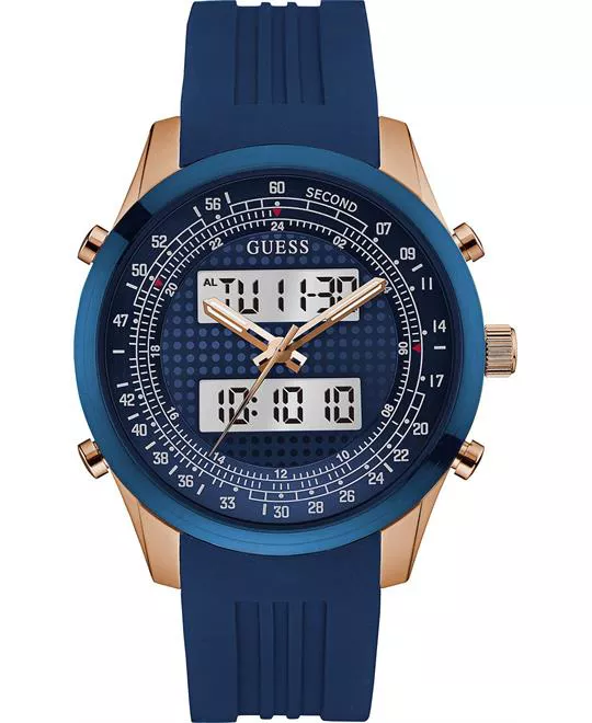 Guess Digital Blue Silicone Watch 45mm 