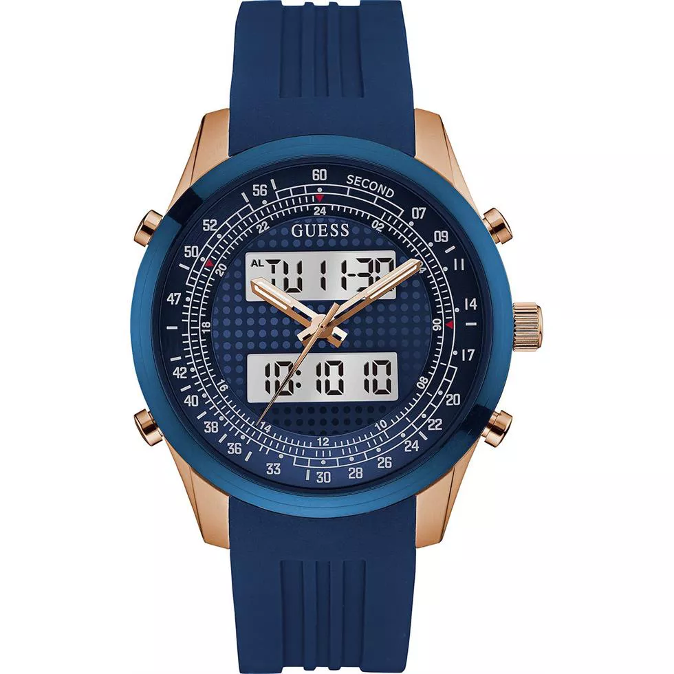 Guess Chronograph Blue Silicone Watch 45mm 