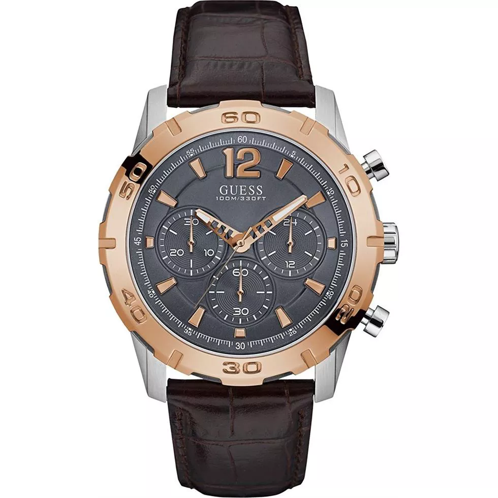 GUESS Chronograph Brown Men's Watch 46mm 